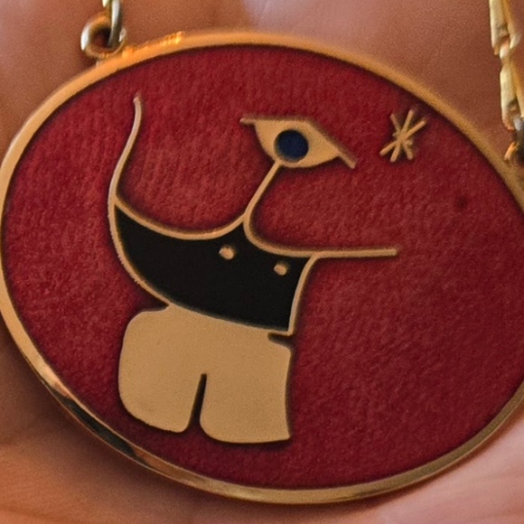 ✨ Robert Gervais Vintage Mid-Century Modern Red Enamel Pendant Necklace ✨ - Picture 3 of 4